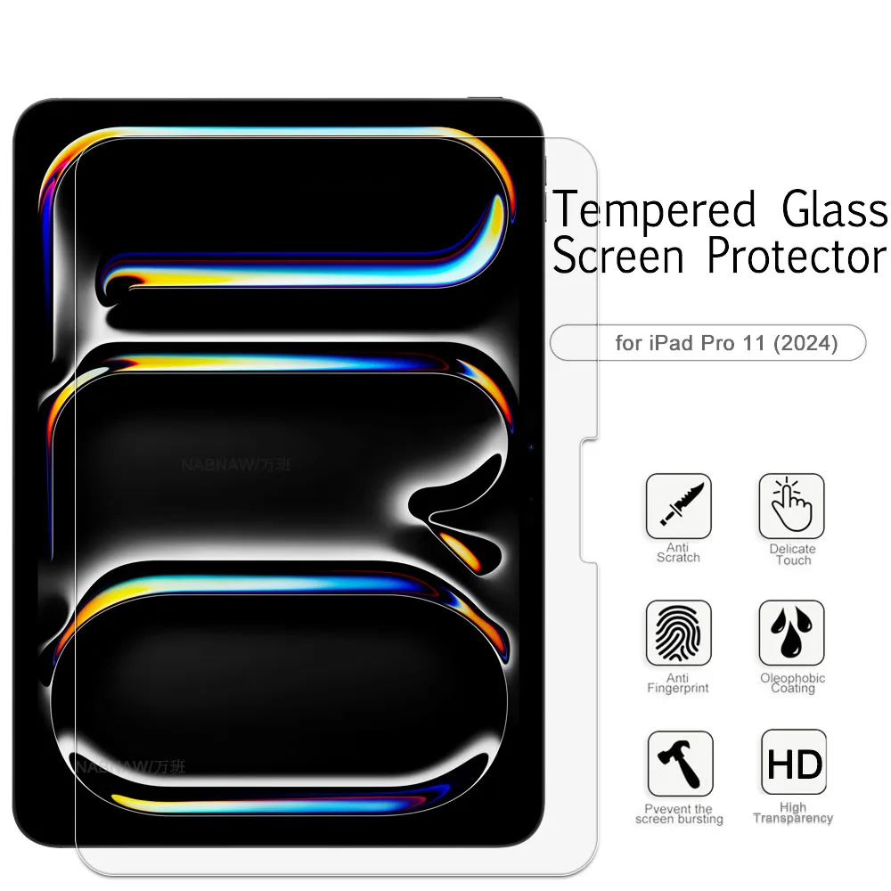 Protector de pantalla HD a prueba de arañazos, vidrio templado para iPad Pro 11 2024, iPad Pro 11 de 11 pulgadas, 6 a generación, 2 piezas