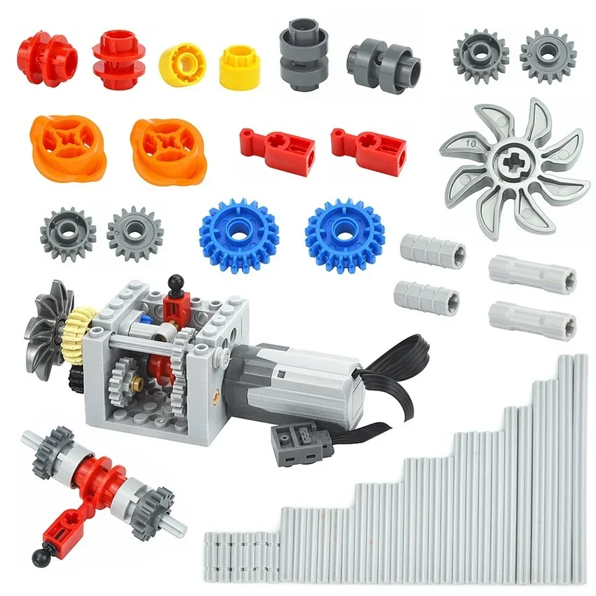 MOC 6542 18947 technical Driving Clutch Shift Clutch Transmission Gear Series Building Blocks Gearbox Axle Connector Brick Leduo