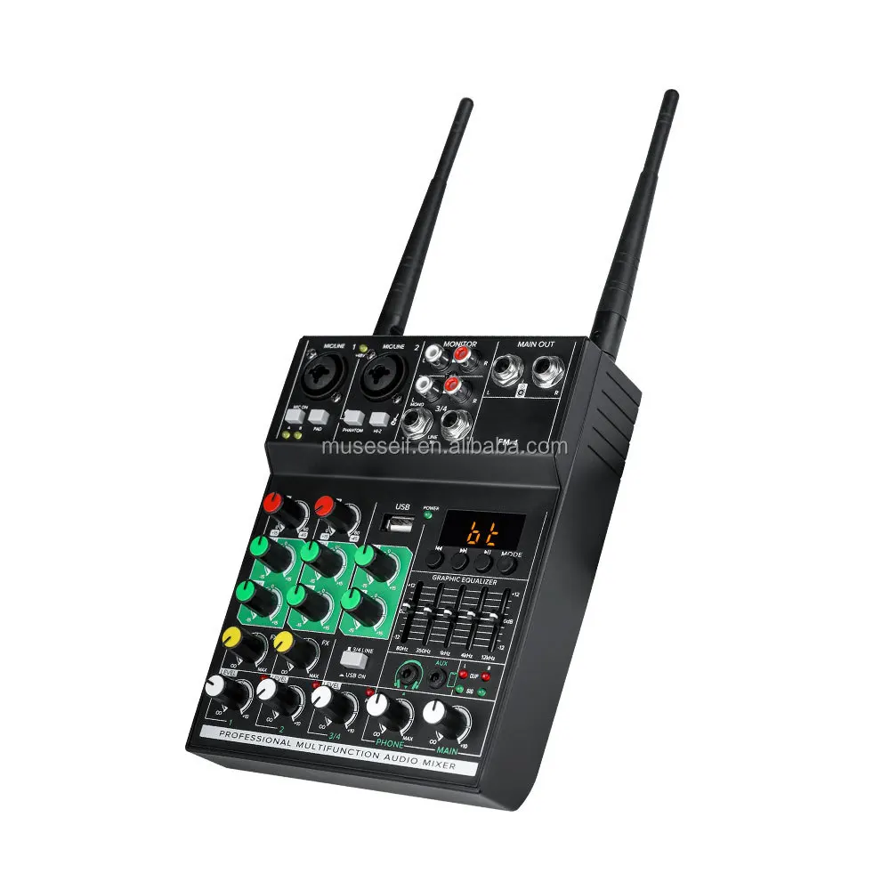 

Уникальный микшерный пульт E/FM4 со встроенным UHF беспроводным микрофоном 2 в одном комплекте Маленькие 4-канальные микрофоны для караоке-микшера для H