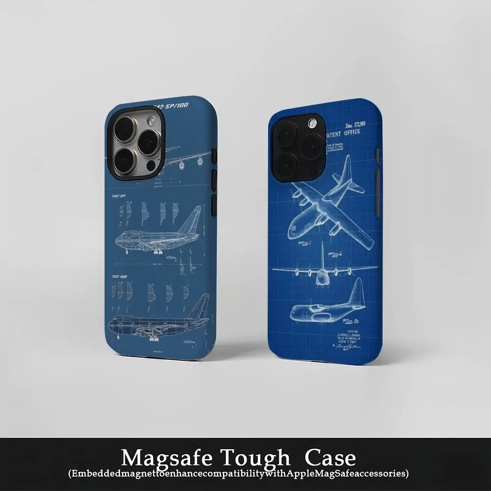 

Aircraft blue design line Phone Case Film Korean for iPhone 16 15 14 13 12 11 Pro Max Plus Luxury Magnetic Double-layer Cover