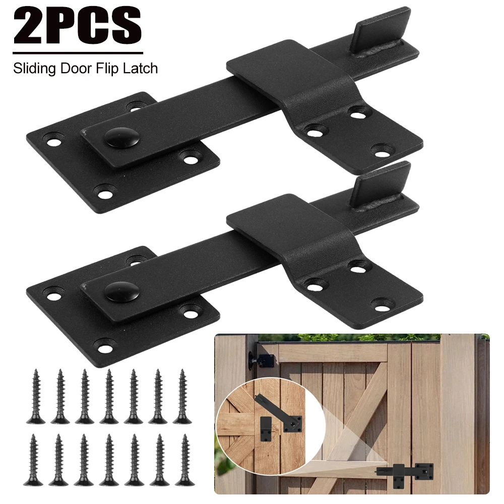 

Flip Gate Latch Lock Adjustable Barn Door Lock Hardware Safety Rustic Gate Lock for Ourdoor Wooden Fence Cabinet Sliding Doors