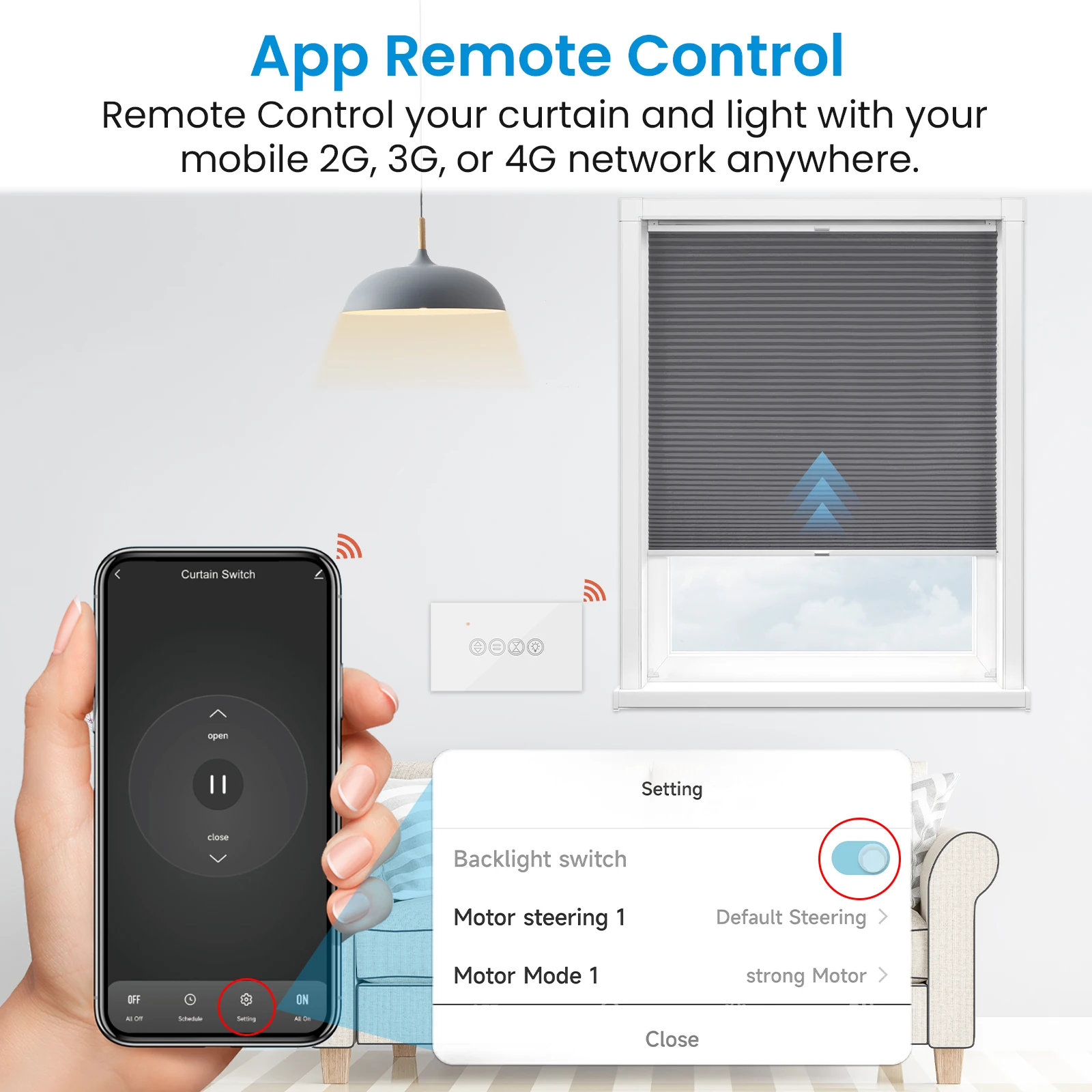 Interruttore per tapparella per tende Tuya ZigBee con luce aggiuntiva Smart Life App telecomando funziona con Home Assistant Alexa