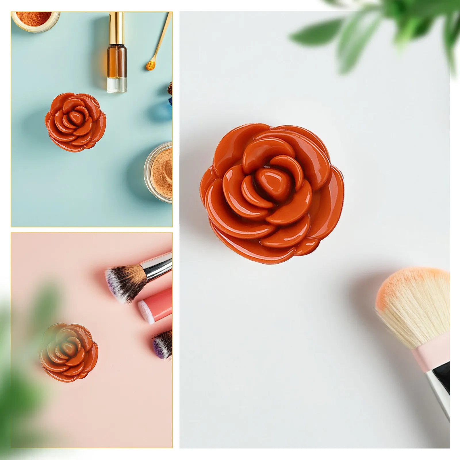 6Pcs Lovely Flower Design Refillable Cream Bottles Lightweight Leak Proof Travel Containers for Lip Balm Eyeshadow Blusher