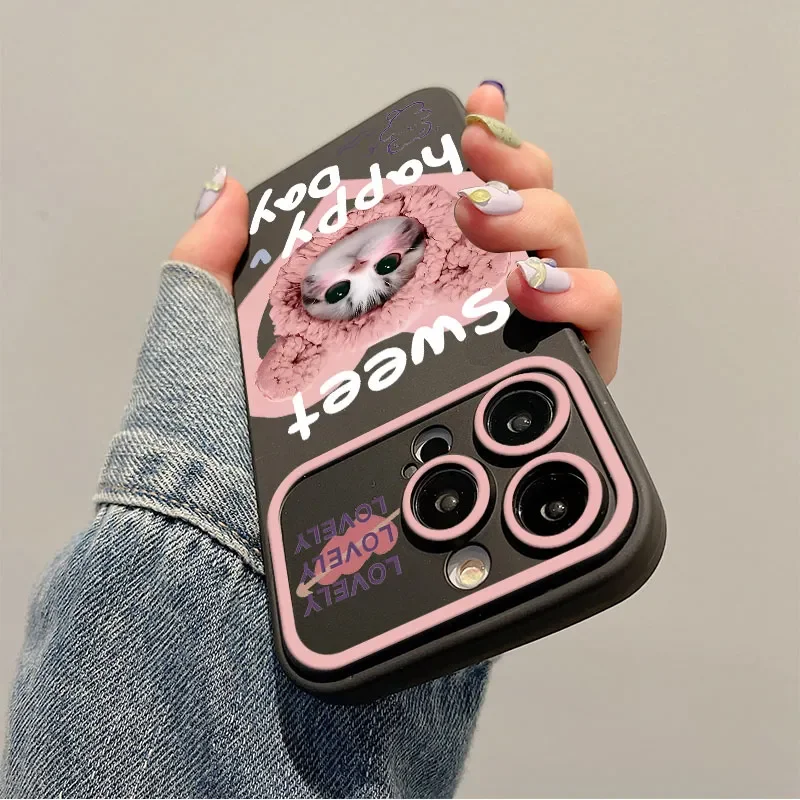 Cute Sweet Lovely Cat Phone Case For iPhone Case 16 15 14 13 12 11 Pro XR XS Max 7 8 Plus Shockproof Soft Phone Y2K Girl Cover