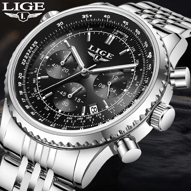 

2025 Новые мужские часы LIGE, деловые часы, мужские лучшие бренды класса люкс, модные военные водонепроницаемые кварцевые хронографы, Relogio Masculino + коробка