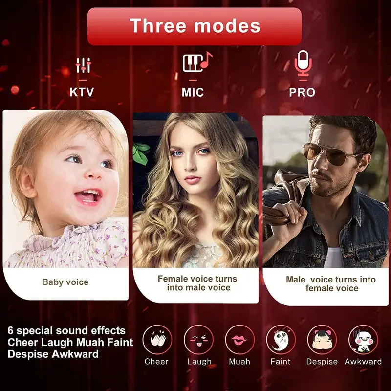 Microfono Karaoke wireless Bluetooth Microfono dinamico professionale Macchina da canto portatile per telefono Bluetooth/TV/altoparlante Home KTV