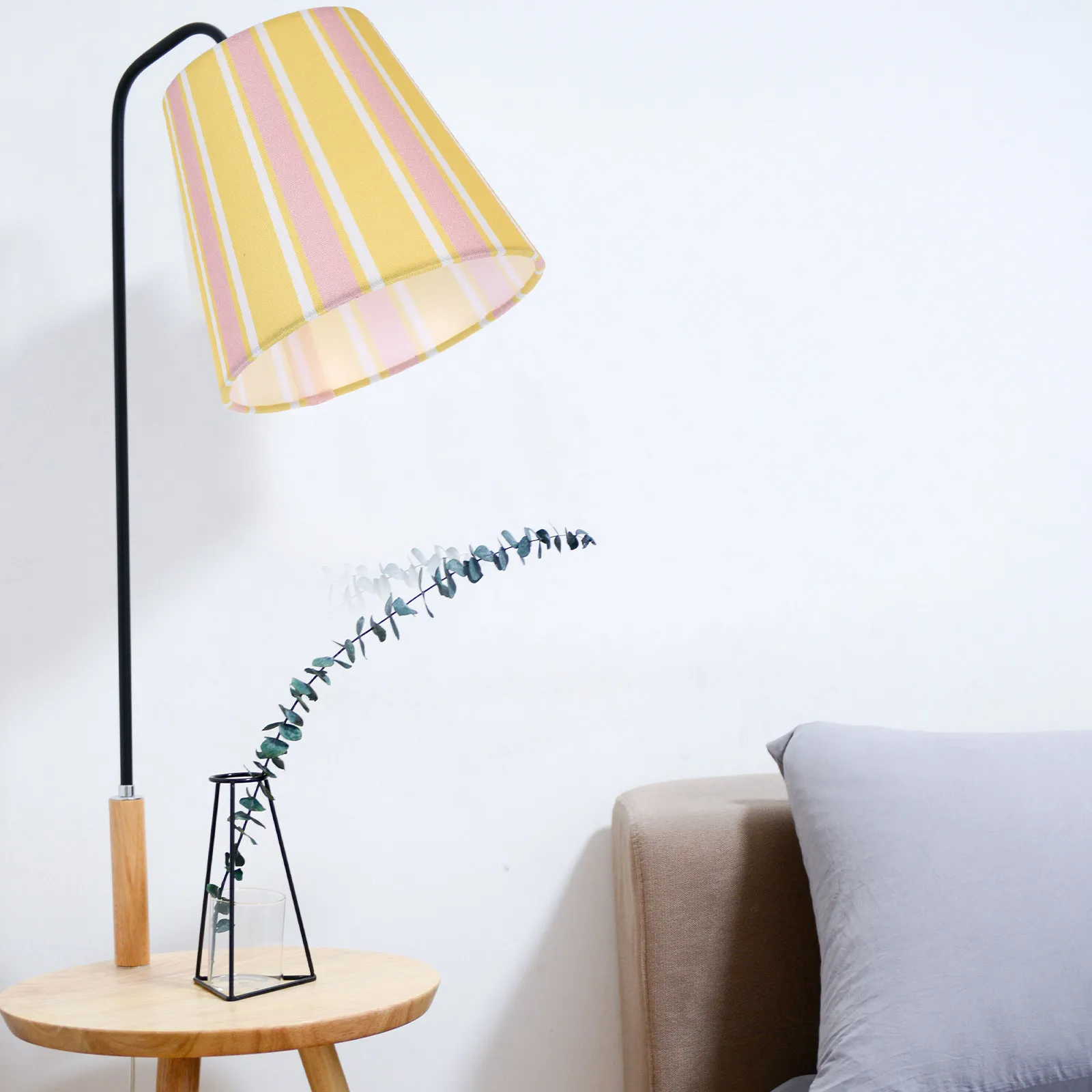 Bell Lamp Shade X 6 Bottom X 5 High Modern Vertical Stripe Fabric Lampshade Replacement for Table Bedside Lamp Stylish