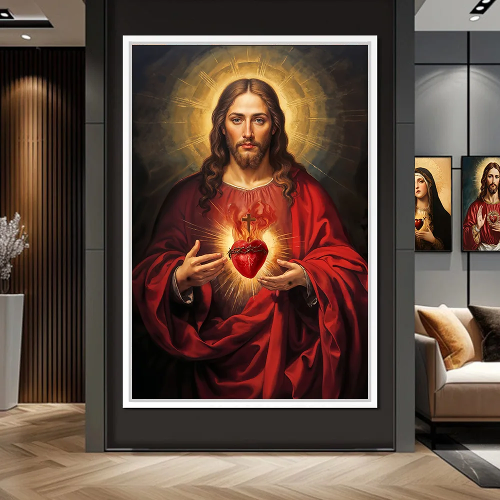 1pc frameless Canvas Painting Christian Sacred Heart Jesus Art Posters Prints Catholic Pure Virgin Mary Canvas Painting Religiou