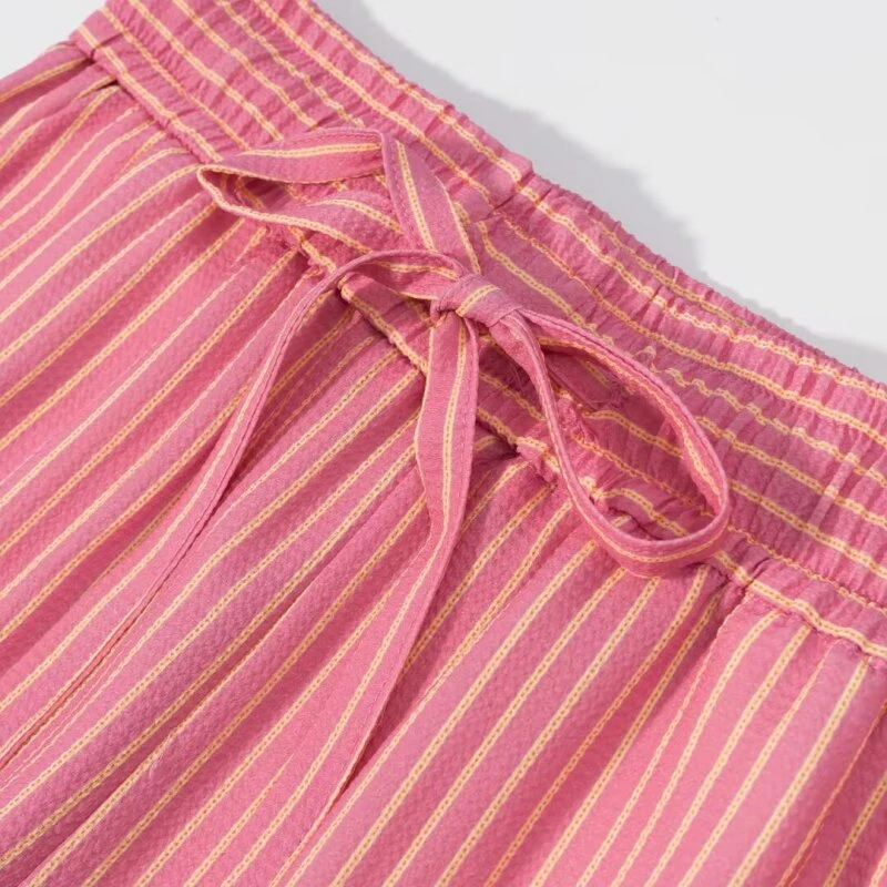 Pantalon Long ample à rayures pour femmes, décontracté, mode, jambes droites, taille élastique, poches élégantes, Streetwear