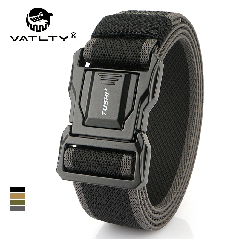 

VATLTY новый мужской эластичный ремень с пряжкой из металлического сплава, быстросъемный тактический уличный ремень, плотный нейлоновый регулируемый повседневный пояс, подарок