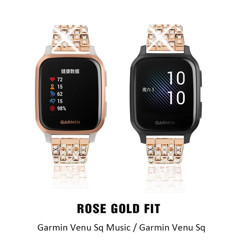 Metal Watch band For Garmin Venu Sq/Music Smart Watch Band For Garmin Venu 2 Plus Strap Garmin Vivomove Sport Diamond Bracelet