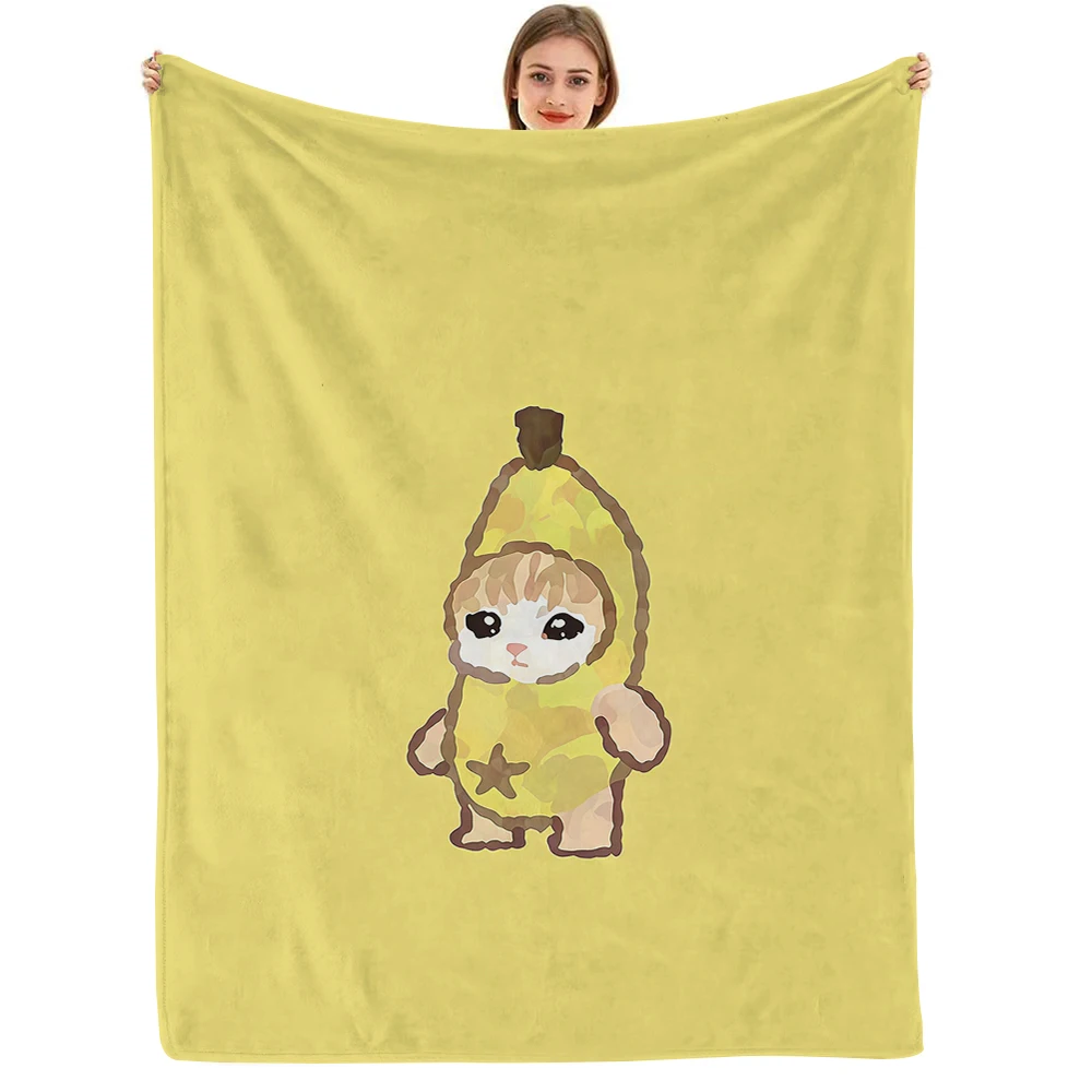Banana Cat Cutie Lightweight Microfiber Soft Christmas Fleece Blanket Warm Cozy Throw for Bed Sofa Office Travel All Season view 3