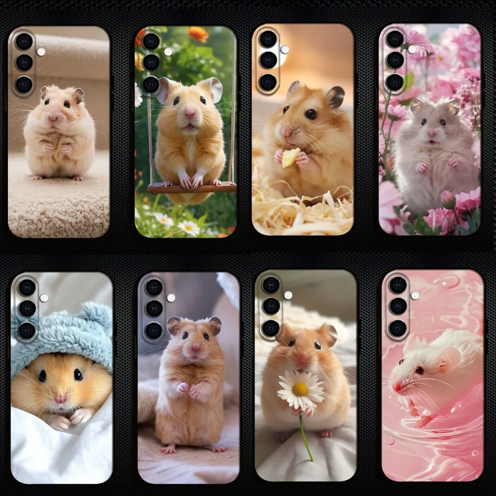 

Cute Lovely Pet Hamster Phone Case For Samsung Galaxy A73/A72/A71/A70/A53/A52/A51/Others Soft Black Shell