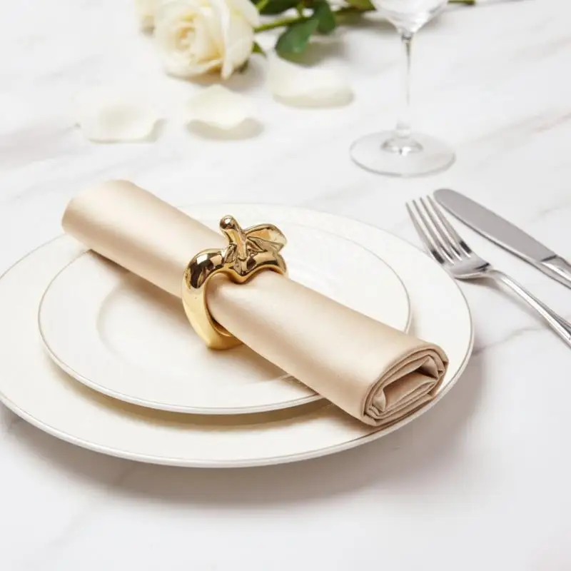 AEE8 1/6Pcs Metal Plated Vintage Napkin Rings Buckle Holder For Dining Table Decor