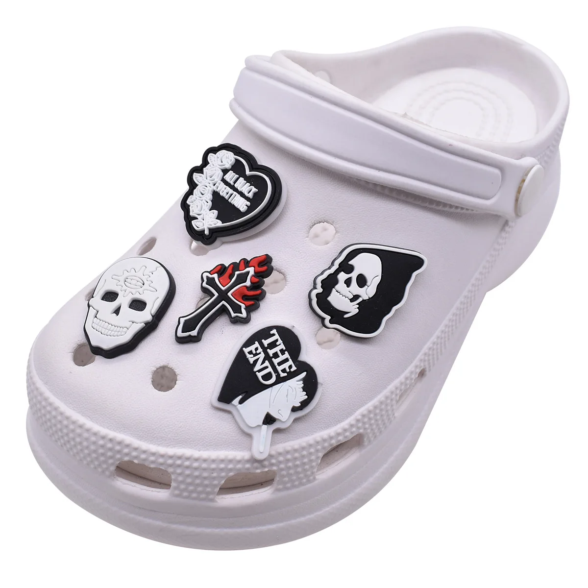 New 1Pcs PVC Black Halloween Shoes Charms for Crocs DIY Badge Clogs Kids Pins Decoration Jeans Shoe Accessories X-mas Wholesale image 2