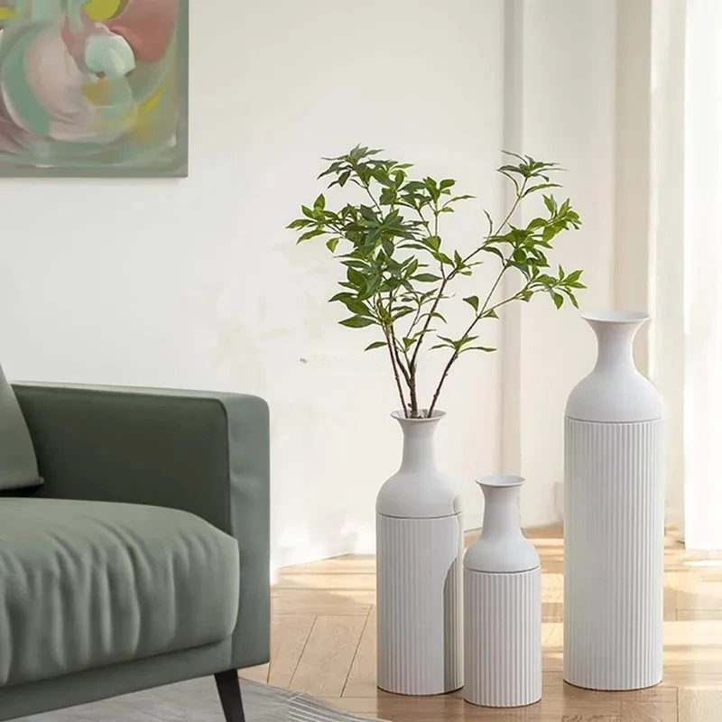3 Piece Decorative Country Style Large Wrought Iron Vase Tall Black Vases for Living Room Wedding Decoration Table Ornaments
