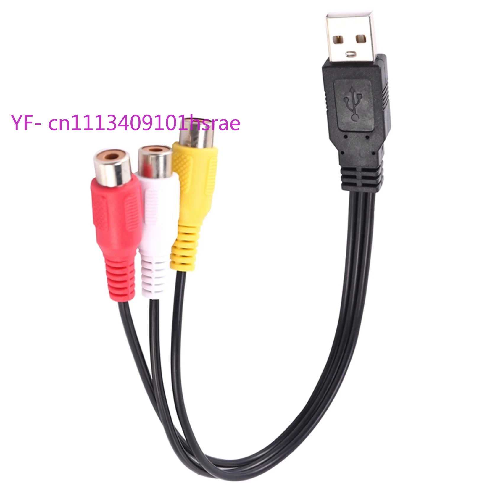 2PCS USB Male to 3 RCA Female Adapter Audio Video AV Converter Cable USB to RCA Cord for HDTV TV