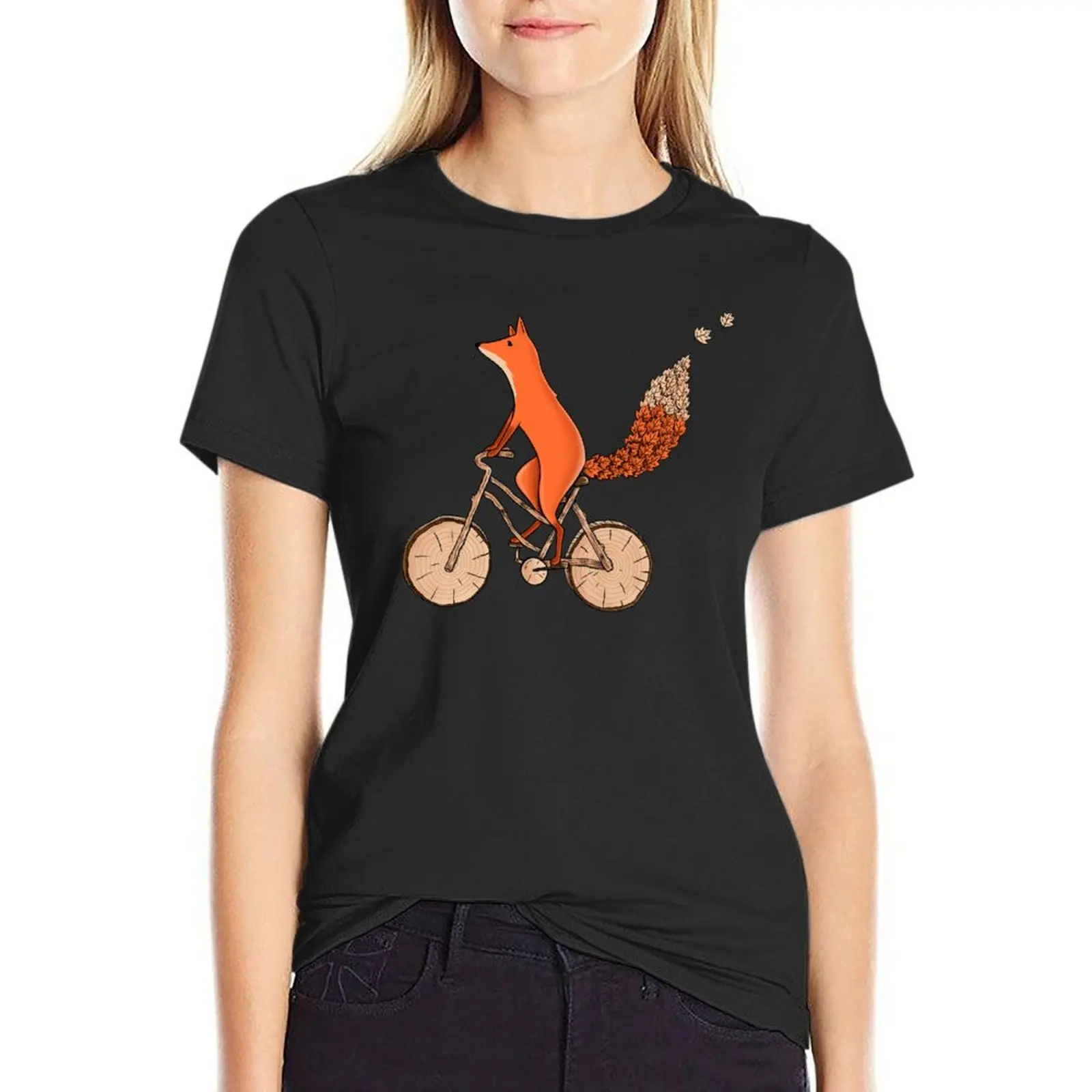 Fox Fiets T-Shirt Dames Schattige Kleding T-Shirts Esthetische Kleding Schattige T-Shirts Voor Vrouwen