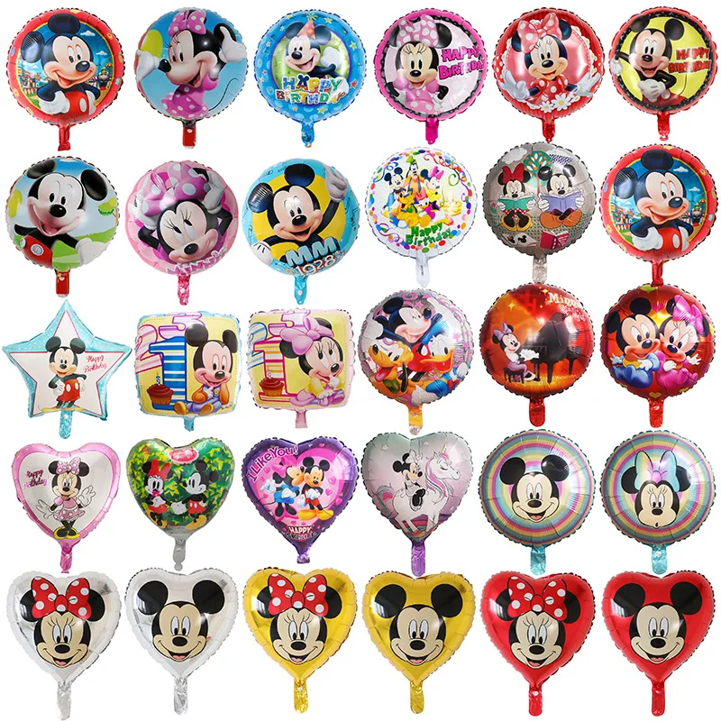 50pcs 18 Inch Round Disney Mickey Minnie Mouse Foil Helium Balloons Baby Shower Birthday Party Decoration Kids Toys Wholesale