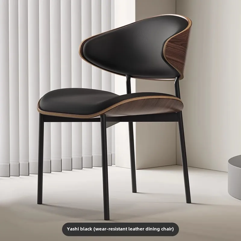 Light Luxury, Dining Chair, Soft Bag, Modern, Living Room, Simple, Curved Wood, Coffee Shop Solid Wood, Chair, Home Study Chair