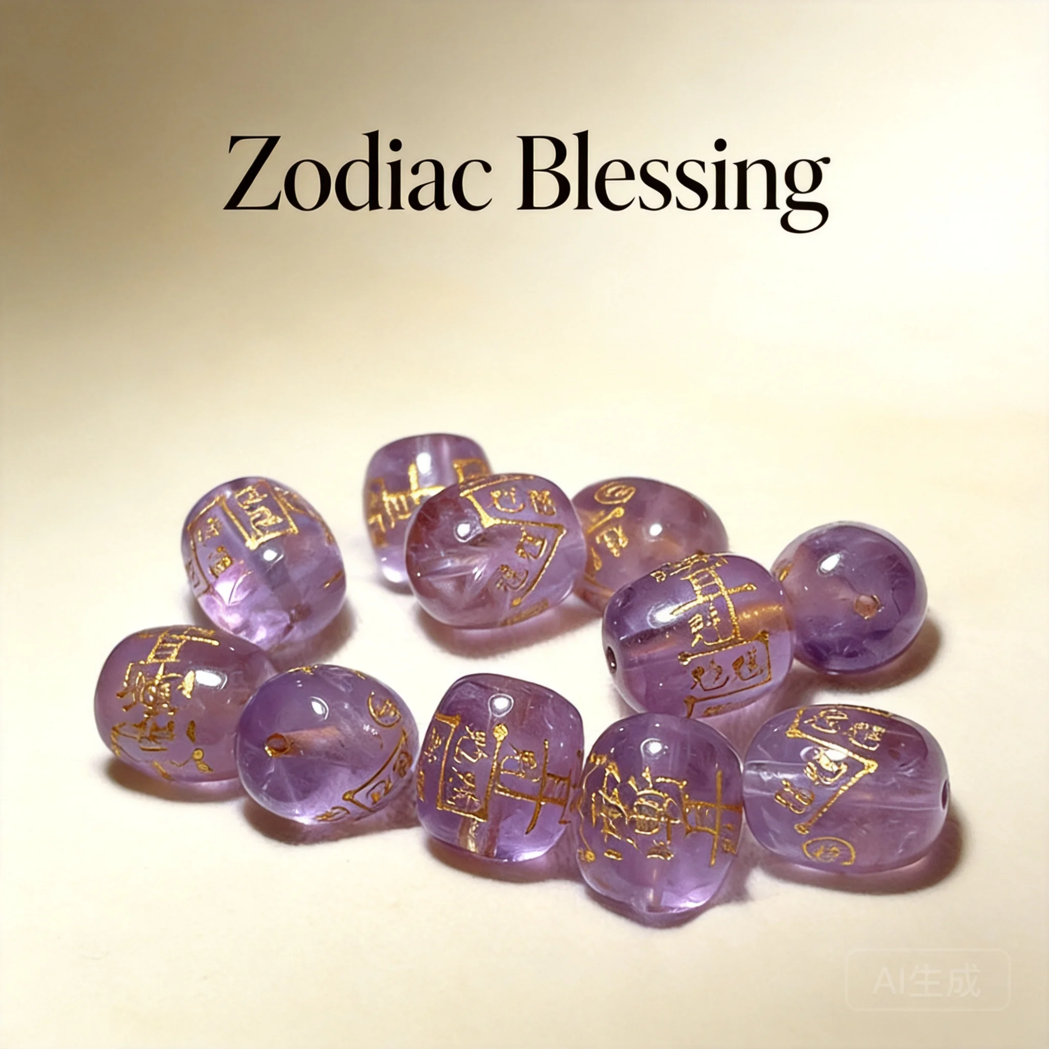 Cuentas sueltas de amatista natural estilo Osa Mayor china, amuleto de la suerte y bendición, para la creación de joyas DIY, oración espiritual y fortuna.