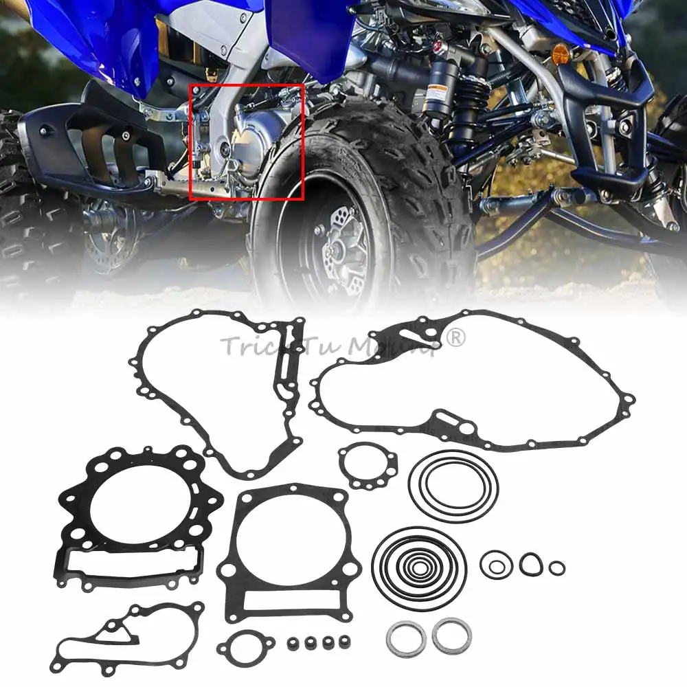 Placement on Vehicle ATV engine Fits For Yamaha Raptor Engine Gasket -YFM700-06-14 Black and gray 1Set Engine Gaskets Kit GK0001