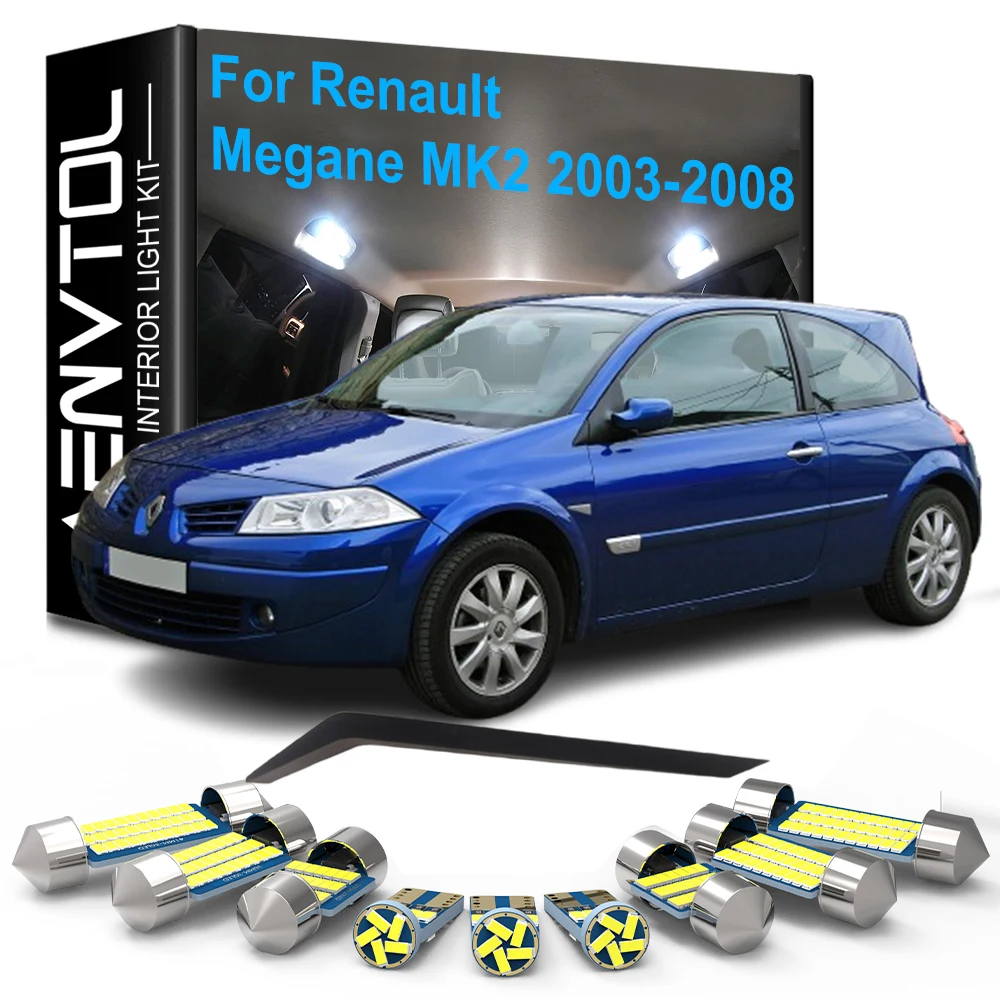 18pcs Car LED Interior Lights Canbus For Renault Megane 2 II mk2 Coupe Cabriolet Estate Hatchback 2003 2004 2005 2006 2007 2008