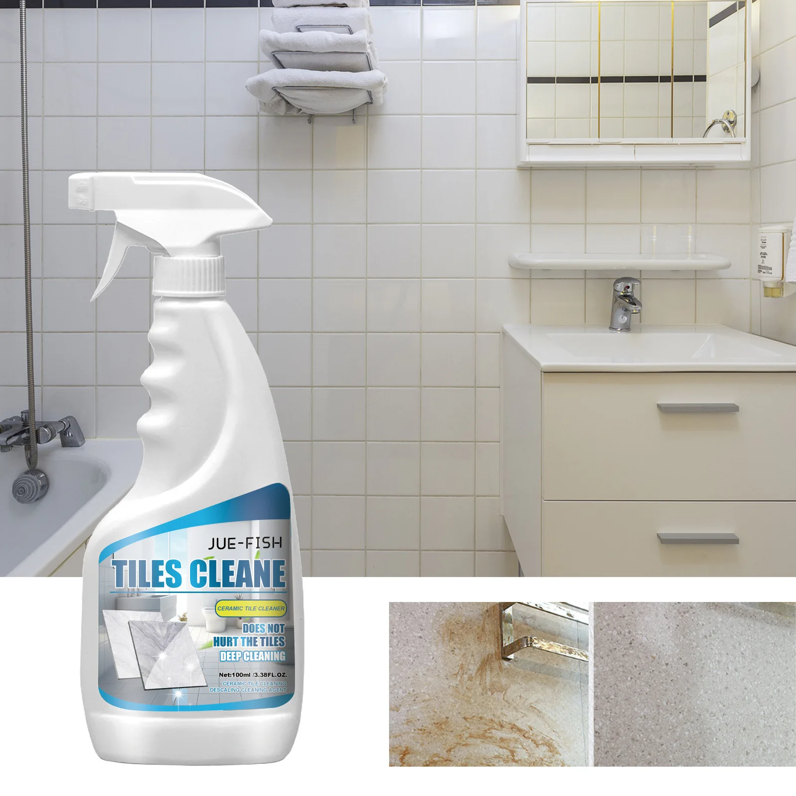 Ceramic Tile Cleaner Deep Cleaning Yellowing Dirt Remover Metal Scratch Repair Antibacterial Descaling Agent for Toilet Bathroom