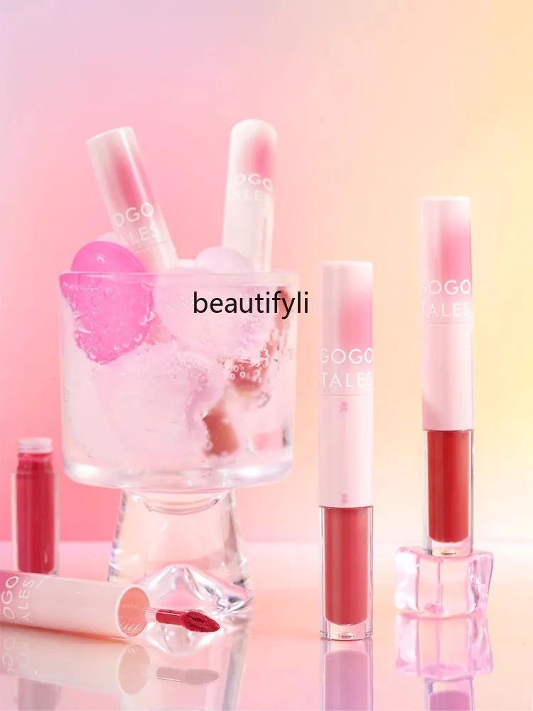 

Double-Headed Lip Lacquer Water Mist Lip Gloss Glass Mirror Water Light Lipstick Does Not Fade No Stain on Cup Women