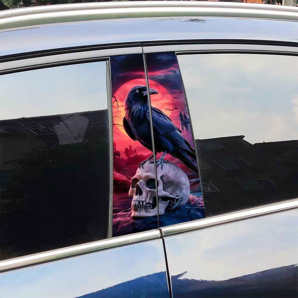 

Crow and Skull Car Stickers Auto B Pillar Waterproof Decor Cover Scratches Sunscreen Car Doors Pillar Vinyl Decals Accessories