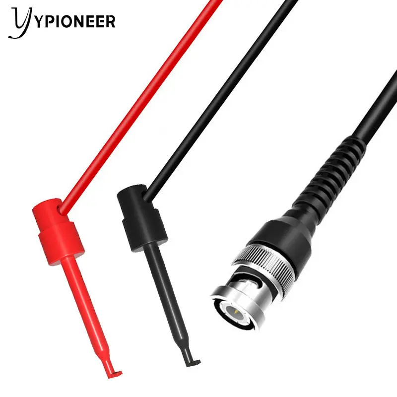 YPioneer P1007 BNC Male Plug Q9 to Dual Test Hook Clip Test Cable Leads for Oscilloscope Testing 120CM