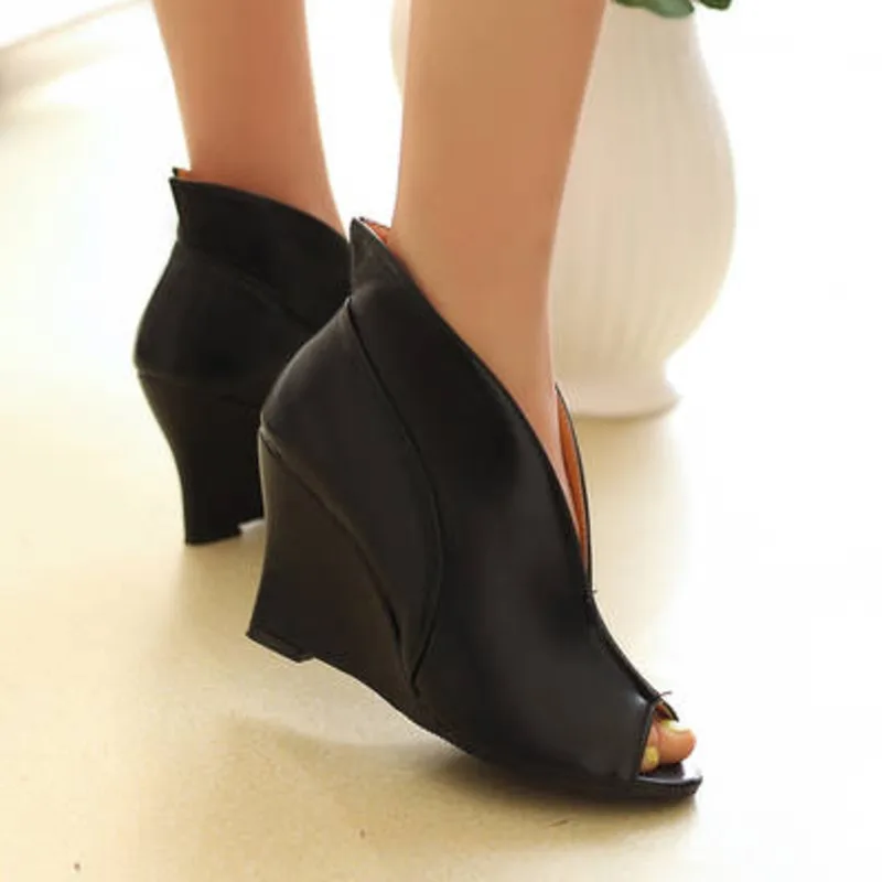 

Black Wedges High-heeled Peep Toe Women's Sandals 2026 Spring Summer Women's Shoes