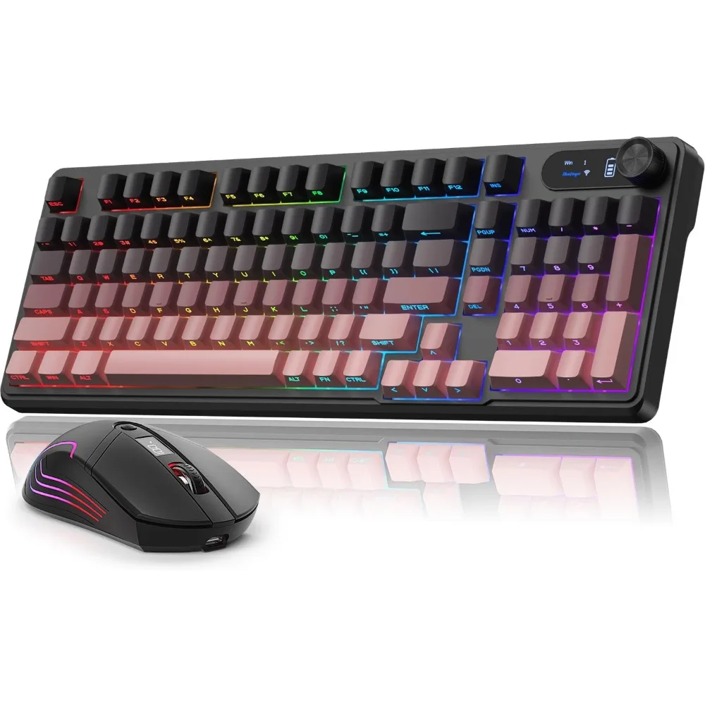 Gaming Keyboard & Mouse Combo: RGB Backlit, Multi-Mode, Quiet Keys, 4800 DPI