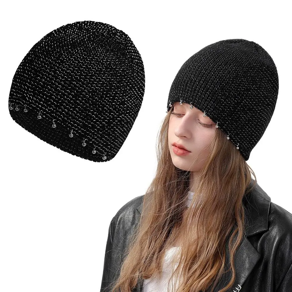 New Acrylic Reflective Beanie Reflective Yarn Breathable Knitted Hat Warm Enhanced Visibility Sports Reflective Hat Unisex