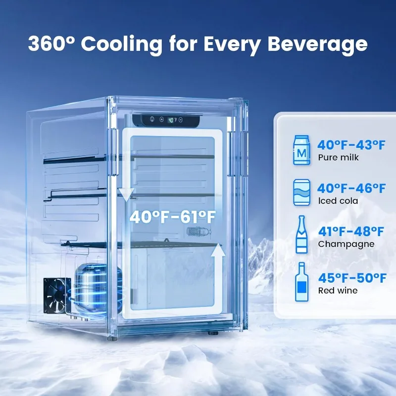 Wine Cooler, 26 Bottle 95 Can Mini Wine Fridge with Clear Glass Door for Beer Soda Water Drink,Wine Cellar Beverage Refrigerator
