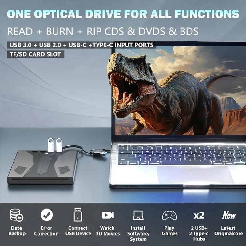 

External Blu Ray Drive Burner, 3D Optical Bluray Drive for LaptopJAS