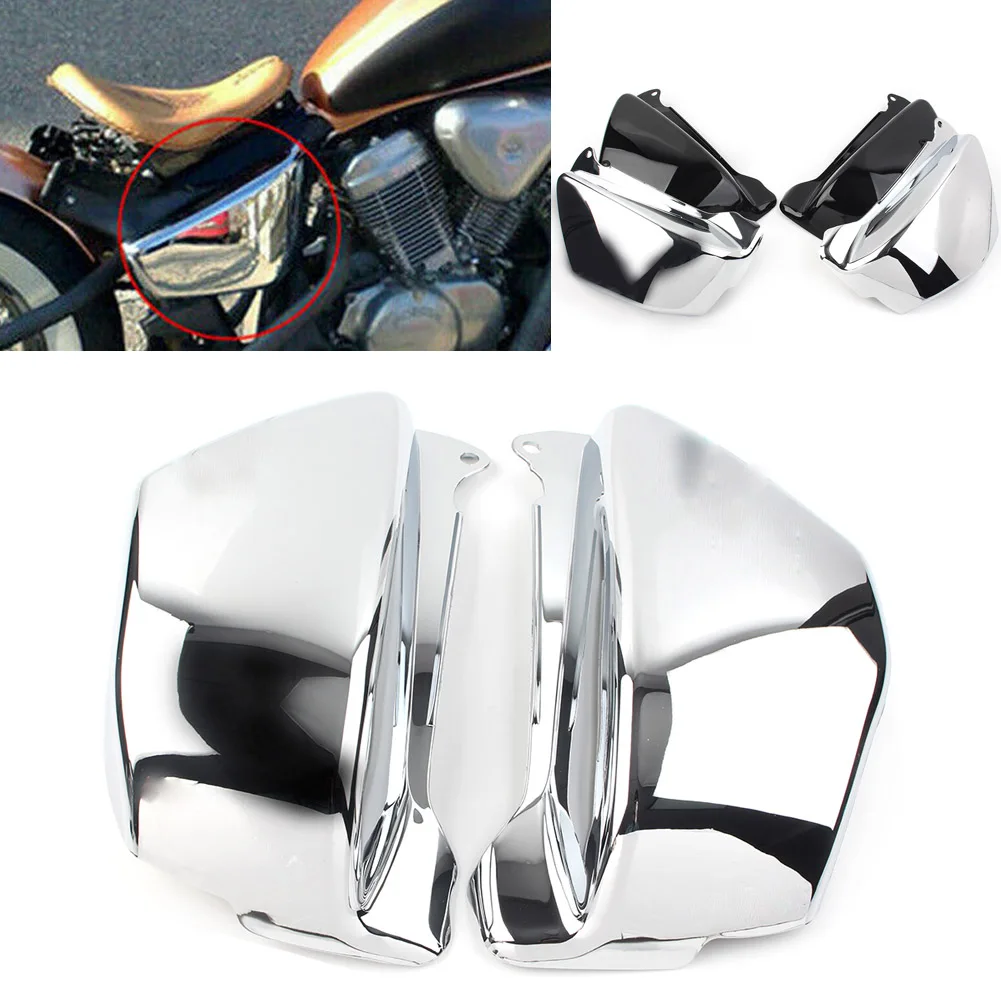 Pair Motorcycle ABS Battery Side Fairing Cover Black For Honda Magna VF 750 VF750C 1994-2004 Chrome/Glossy Black