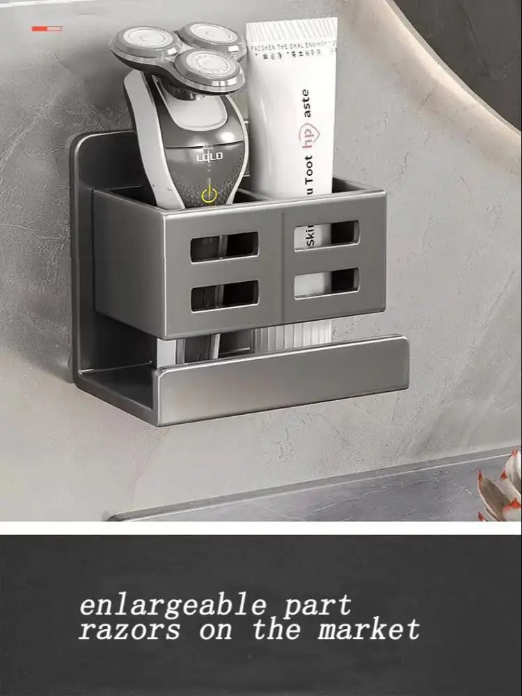 Badkamerplank Gatvrij Multifunctionele Wastafel Opbergbuis Tandenborstel Scheermes Opbergrek Aan de muur gemonteerde badkamerbenodigdheden - afbeelding 2