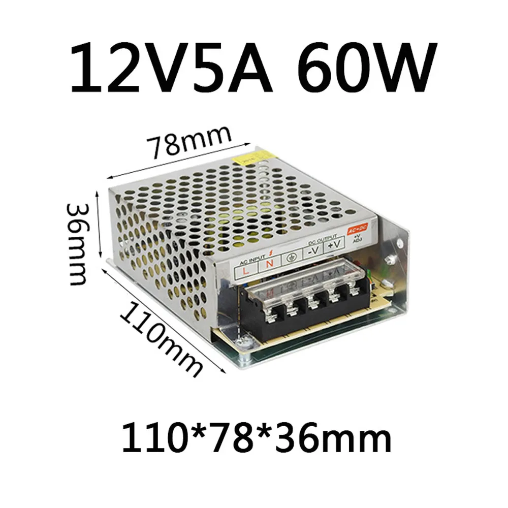 

DC 12V 5A Switching Power Supply Module AC100-260 to 12V 5A Power Supply Board 60W Transformer LED Monitoring Power Adapter