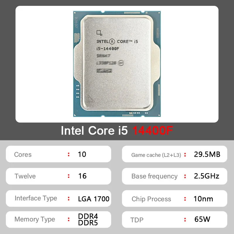 Intel Core i5 14400F I5-14400F New CPU processor LGA 1700 , but without cooler