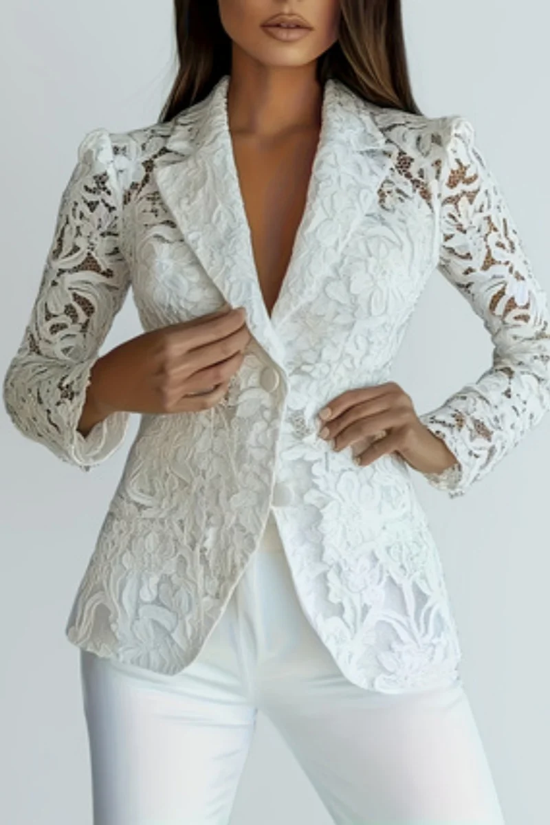 

Women's fashionable lace patch suit jacket, women's fashionable embroidered patch jacket, casual lapel open collar suit jacket