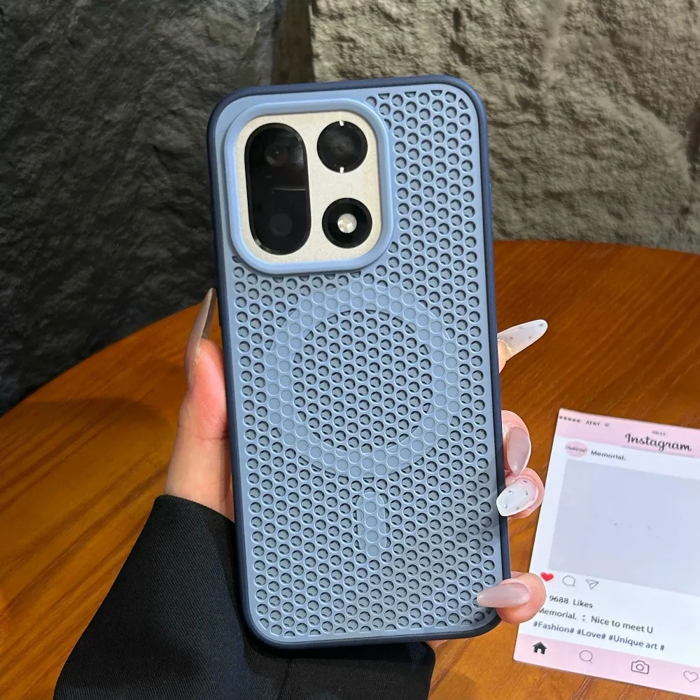 Coque de téléphone magnétique à dissipation thermique, étui de protection arrière rigide et respirant pour OnePlus 15, Magsafe