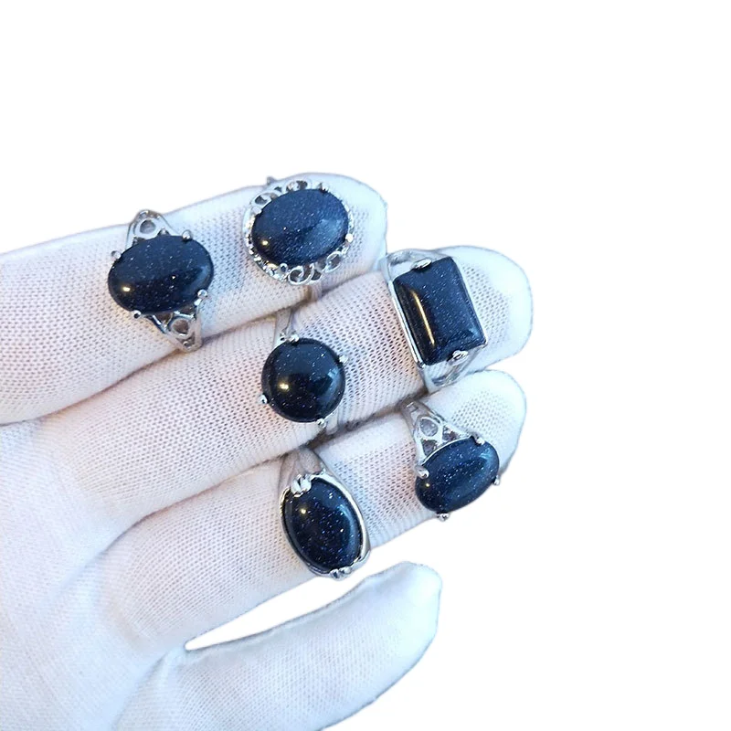 20 teile/los Großhandel Mix Stil Natürliche Stein Finger Ringe Für Frauen Luxus Achat Mode HEIßER Blau Sandstein Schmuck Geschenk Mädchen – Detail 12
