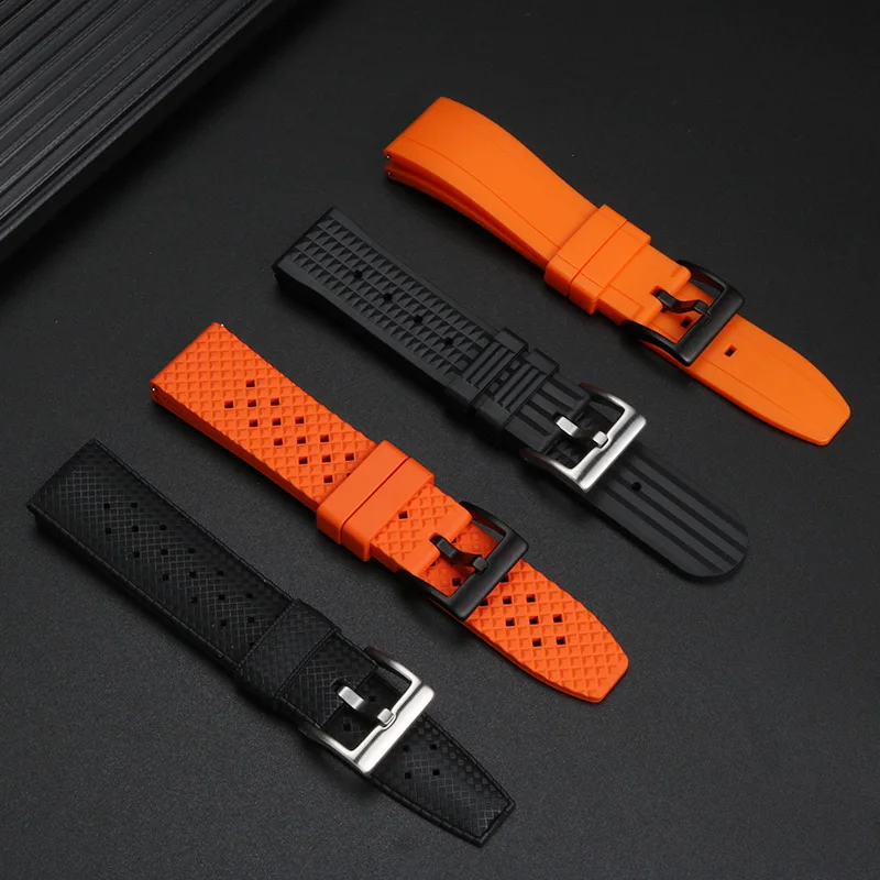 Quick Relase Silicone Rubber Watch Strap for Tissot mido citizen Tudor wristband orange black strap Bracelet 20MM 22MM Men\'s