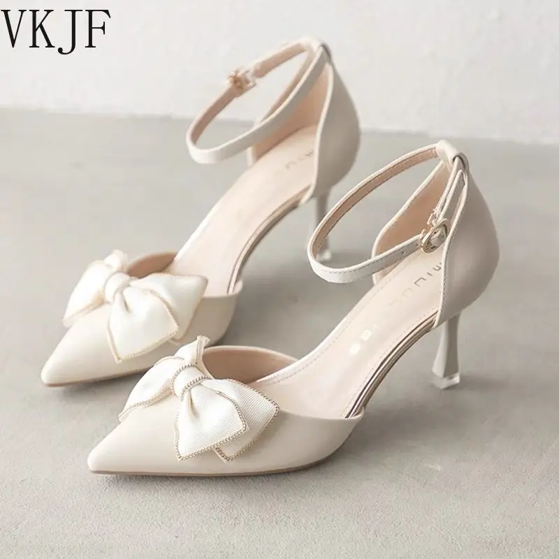 Medium Heel Heels Women\'s Shoes Trend Pointed Toe Butterfly Stilettos Elegant Dress Weddings Bridal Party White Designer