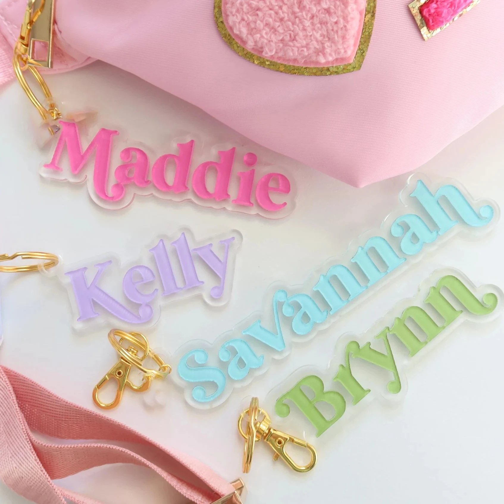 

Acrylic Transparent Plate 3D Name Custom Keychain Bag Charm Accessories Nameplate Text Backpack Label Tag Personalized Key Ring