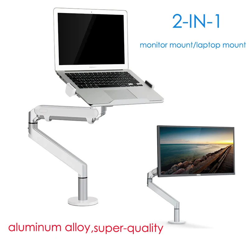 Алюминий OZ-1S 10 "0-8 кг воздушный пресс 2 в 1 32" подставка для монитора крепления кронштейна с двойной газовой пружиной планшет ноутбук настольный кронштейн