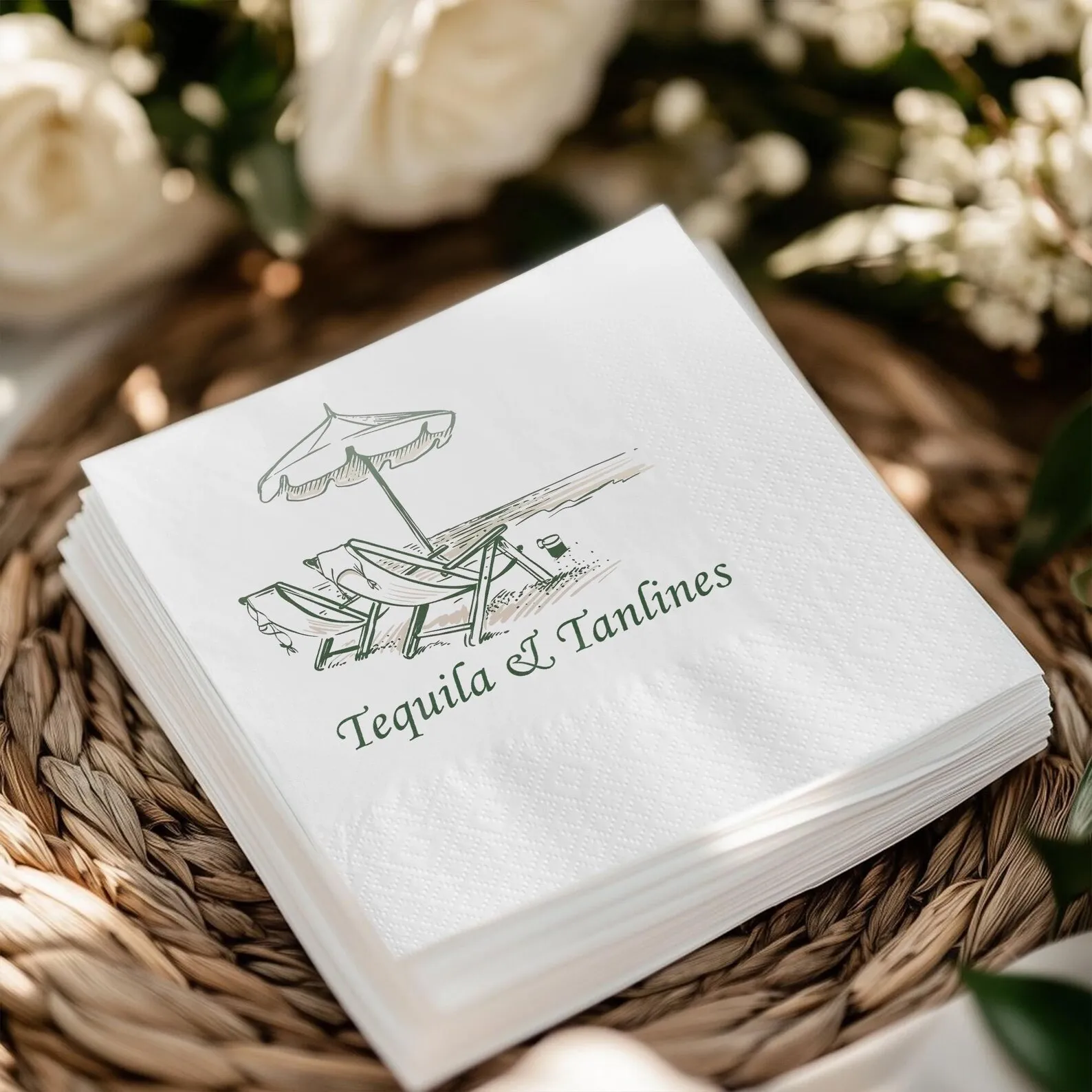 Servilletas personalizadas para fiesta en la playa, servilletas personalizadas de Tequila y Tanlines, servilletas de cóctel de verano, toallas para invitados de boda de destino