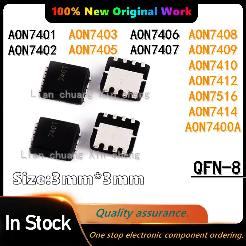 10Pcs 100% Original AON7401 AON7402 AON7403 AON7406 AON7407 AON7408 AON7409 AON7410 AON7412 AON7400A AON7516 AON7405 AON7414 QFN