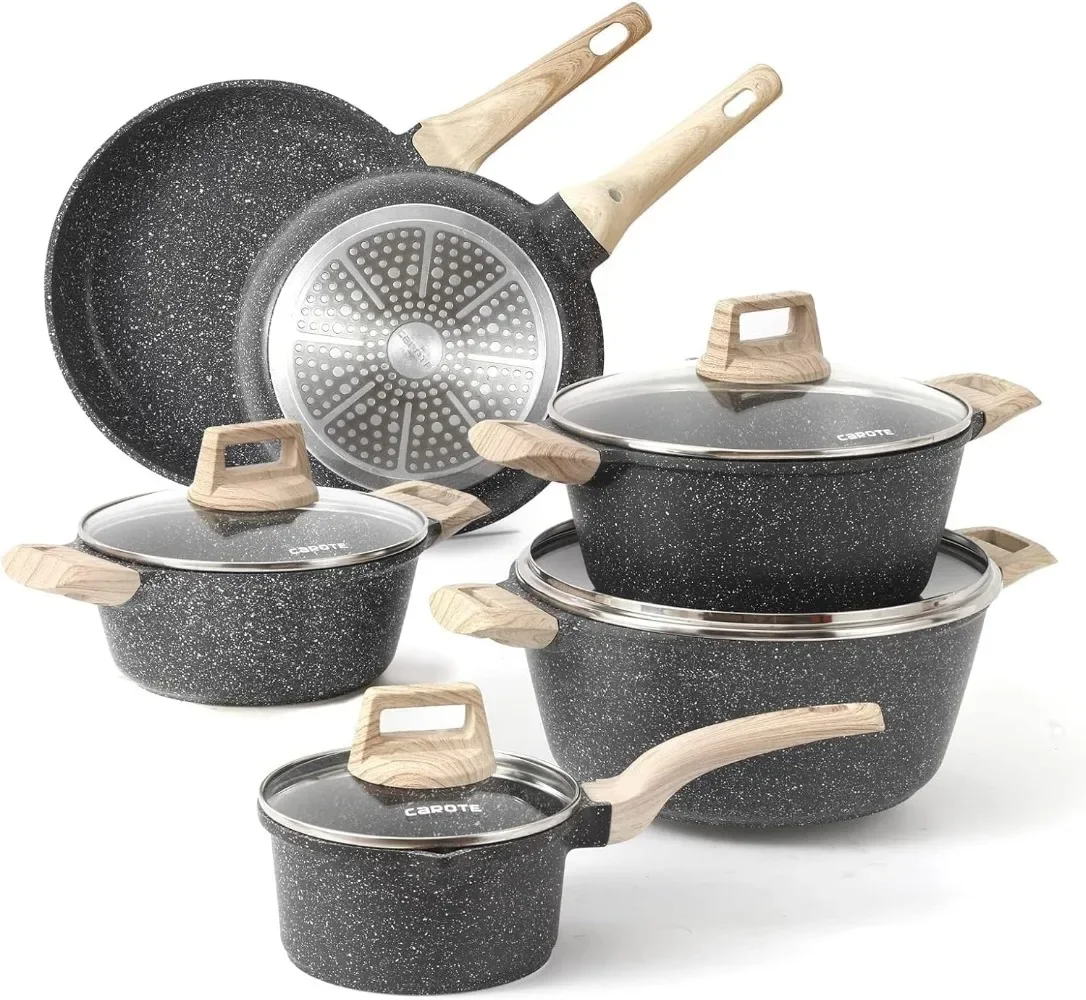 

Nonstick Granite Cookware Sets 10 Pcs Stone Cookware Set,non stick frying pan set , pots and pans set